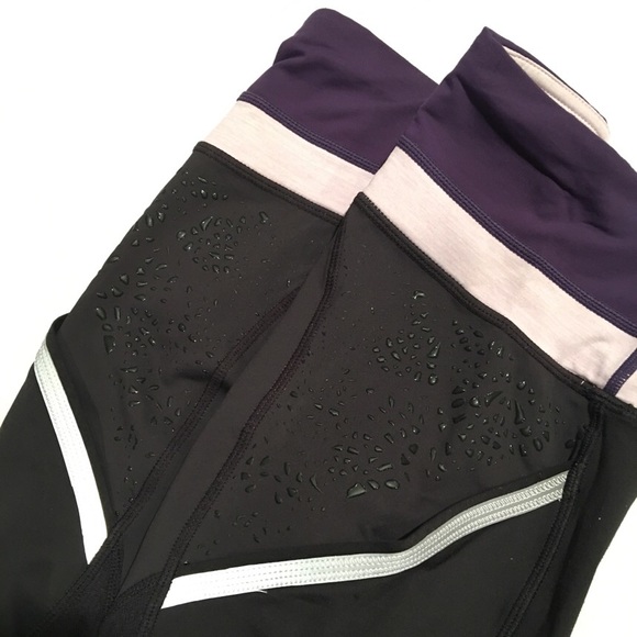 Lululemon Run A Marathon Crop Coal Grape Rose Sz 6 - Picture 5 of 8